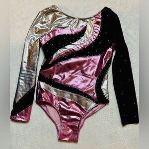 Stylish Pink and Silver Gymnastic or Dance Leotard (Girls size 5)